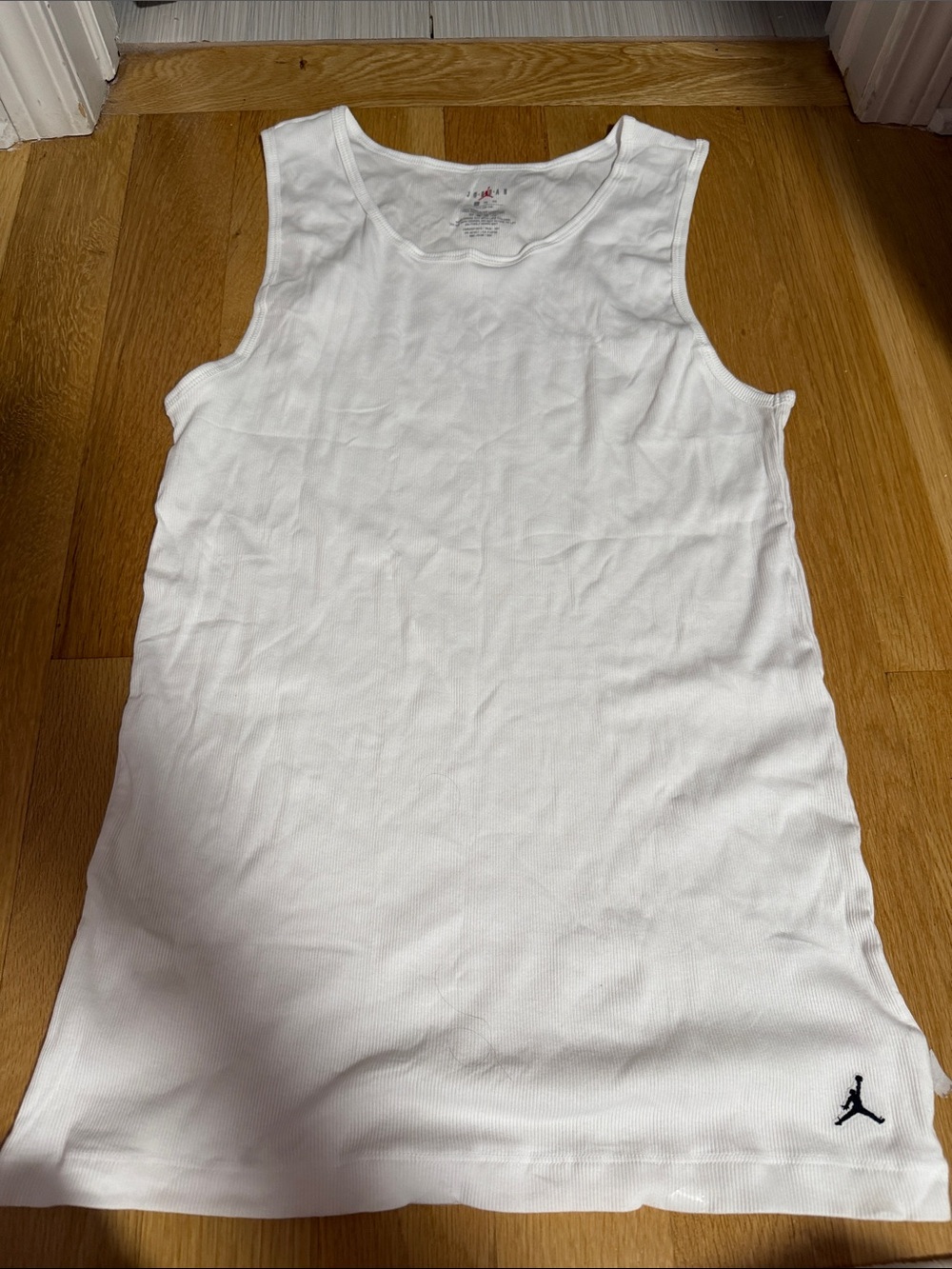 Jordan White Men Sleeveless Athletic Tank Top with Blaclk jump man.Cotton